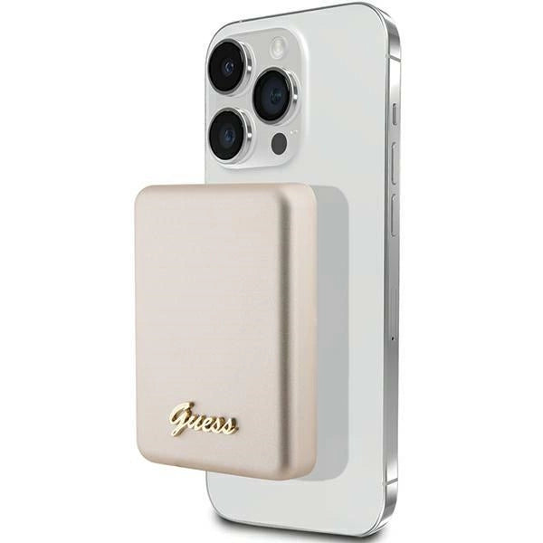 Guess MagSafe Metal Script Logo induktion strømbank 5W 3000mAh - guld