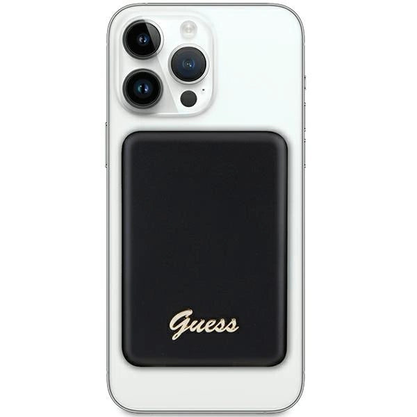 Guess MagSafe Metal Script Logo induktion strømbank 5W 3000mAh - sort