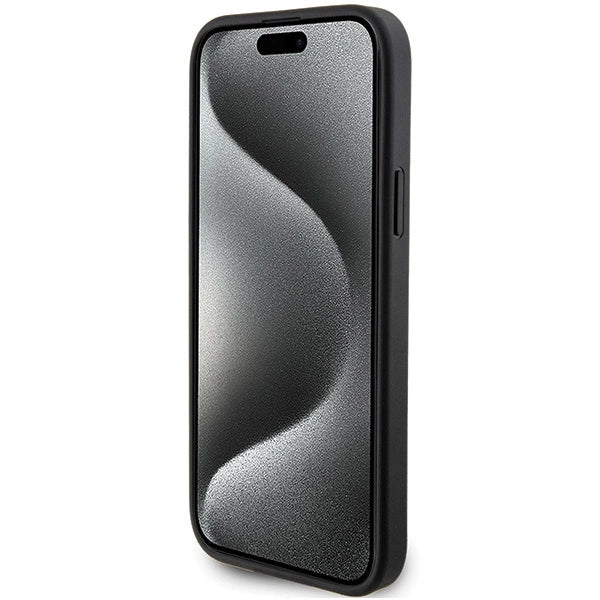 Karl Lagerfeld Saffiano Cardslot Karl&Choupette Metal Pin case for iPhone 15 - black