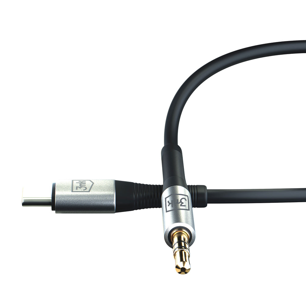 3mk AUX minijack 3.5 mm / USB-C cable - silver
