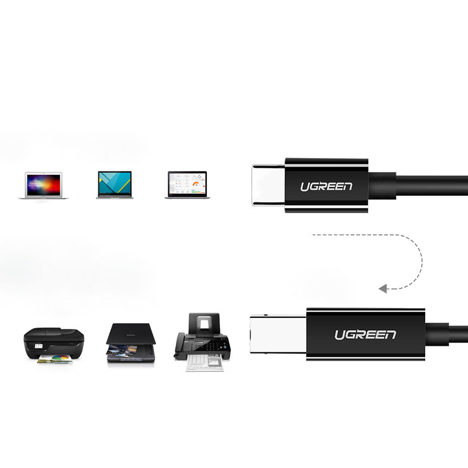 Grøn US241 USB-C 2.0 - USB-B kabel 1 m - sort