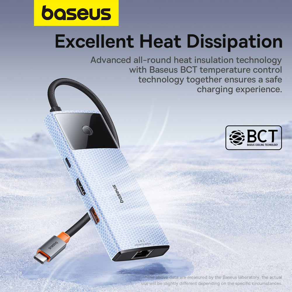 USB HUB 6in1 Baseus Metal Gleam Series II USB-A/USB-C/USB-C PD/HDMI/RJ45 - sort