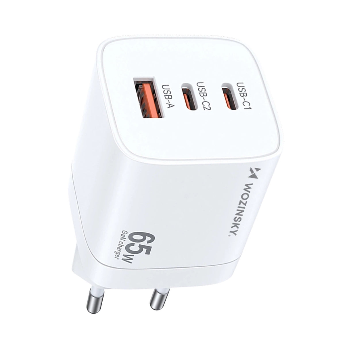 Wozinsky CGWCW 65W USB-A / 2 x USB-C GaN vægoplader - hvid
