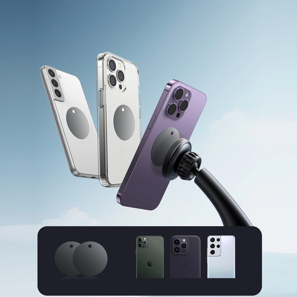 Joyroom JR-ZS356 universel magnetisk bilholder til telefon på cockpittet/vinduet - sort