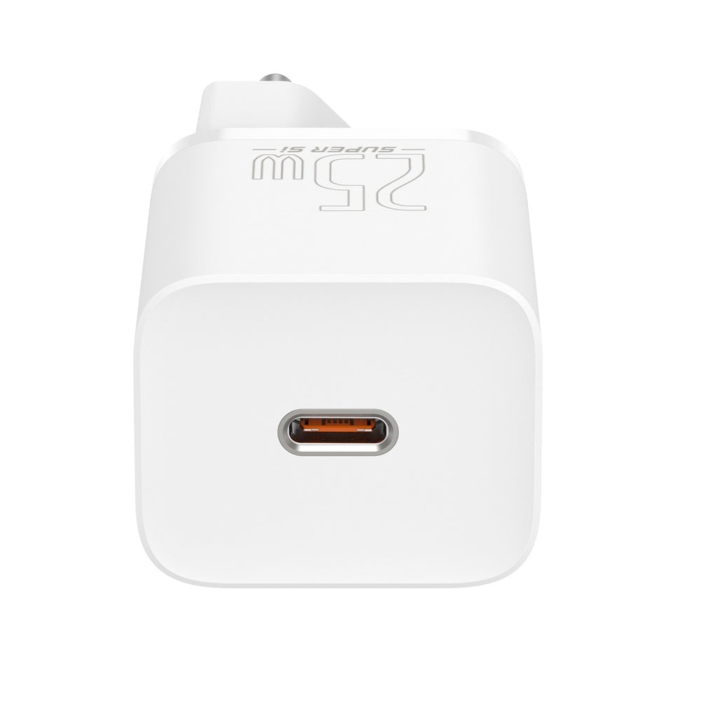 Baseus Si USB-C 25W 3A hurtigoplader med USB-C / USB-C 1m kabel - hvid