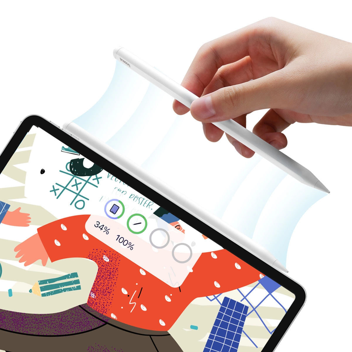 Baseus Smooth Writing 2 Overseas Edition stylus med aktiv spids til iPad med udskiftelig spids - hvid