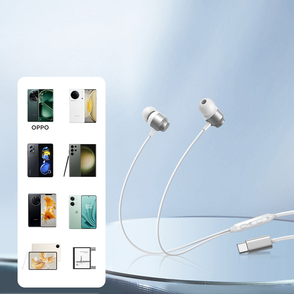Joyroom JR-EC06 USB-C in-ear headphones - silver