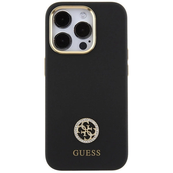 Guess Silicone Logo Strass 4G Case til iPhone 15 Pro - sort