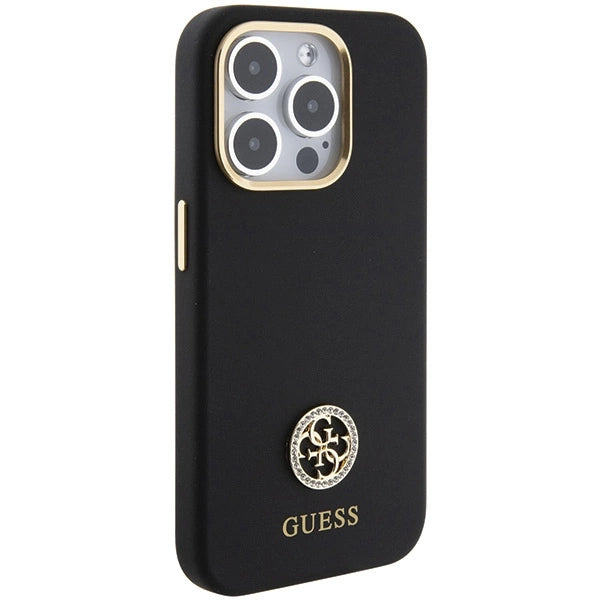 Guess Silicone Logo Strass 4G Case til iPhone 15 Pro - sort