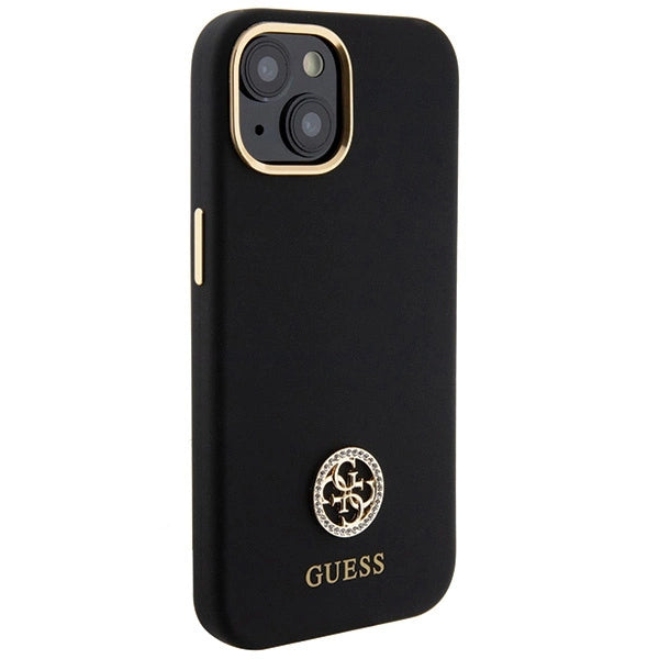 Guess Silicone Logo Strass 4G Case til iPhone 15 - sort