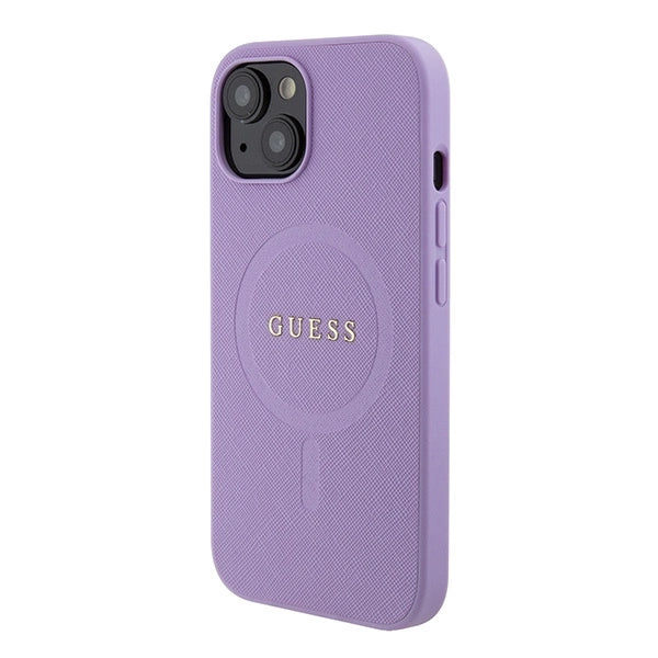 Guess Saffiano MagSafe-fodral til iPhone 15 Plus - lilla