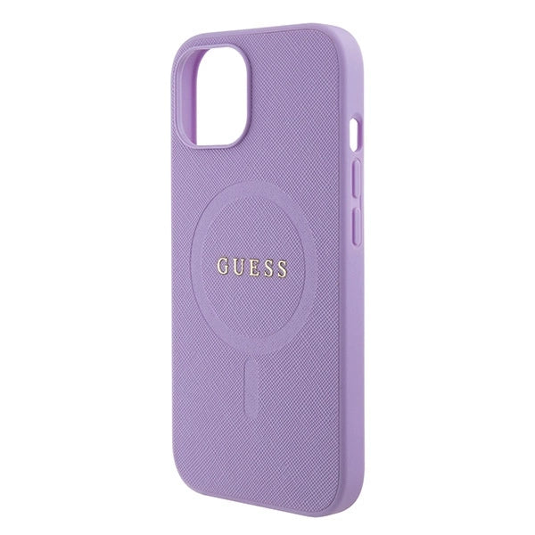 Guess Saffiano MagSafe-fodral til iPhone 15 Plus - lilla