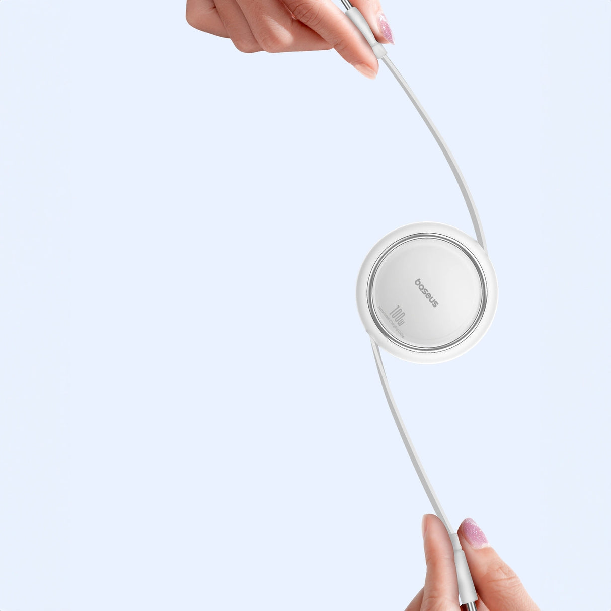 Baseus Free2Draw Mini USB-C - USB-C 100W 1m indtrækbar kabel - hvid