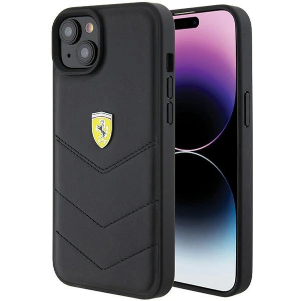 Ferrari FEHCP15MRDUK iPhone 15 Plus 6.7" sort/sort hårdkasse Quilted Metal Logo