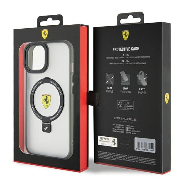 Ferrari FEHMP15SUSCAH iPhone 15 6.1" gennemsigtige hardcase Ring Stand 2023 Collection MagSafe