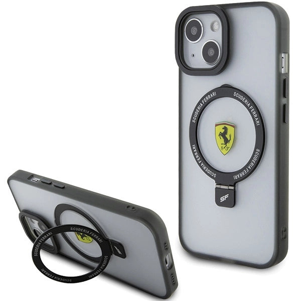 Ferrari FEHMP15SUSCAK iPhone 15 6.1" sort/sort hardcase Ring Stand 2023 Collection MagSafe