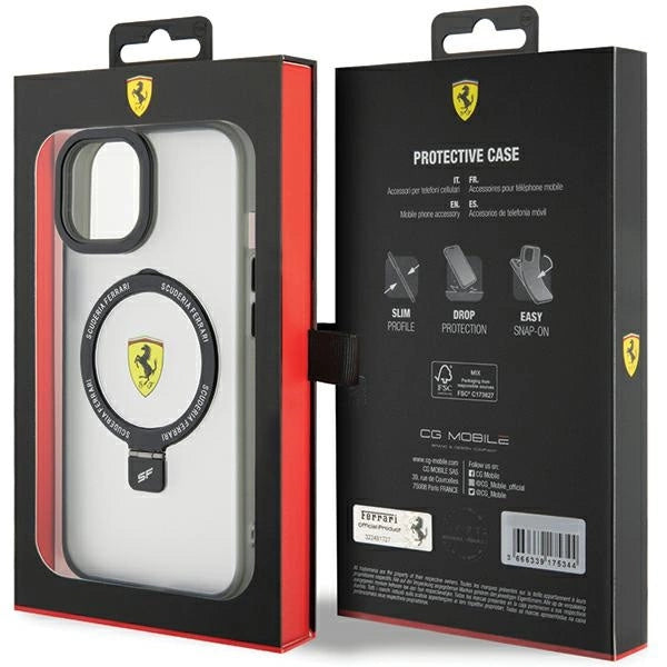 Ferrari FEHMP15SUSCAK iPhone 15 6.1" sort/sort hardcase Ring Stand 2023 Collection MagSafe