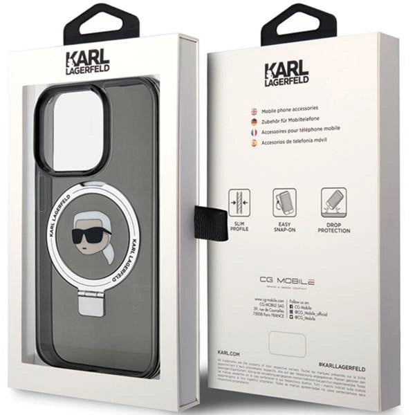 Karl Lagerfeld KLHMP15LHMRSKHK iPhone 15 Pro 6.1" black/black hardcase Ring Stand Karl Head MagSafe