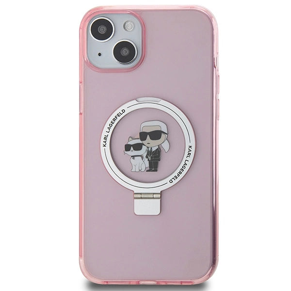 Karl Lagerfeld Ring Stand Karl&Choupette MagSafe case for iPhone 15 Plus - pink