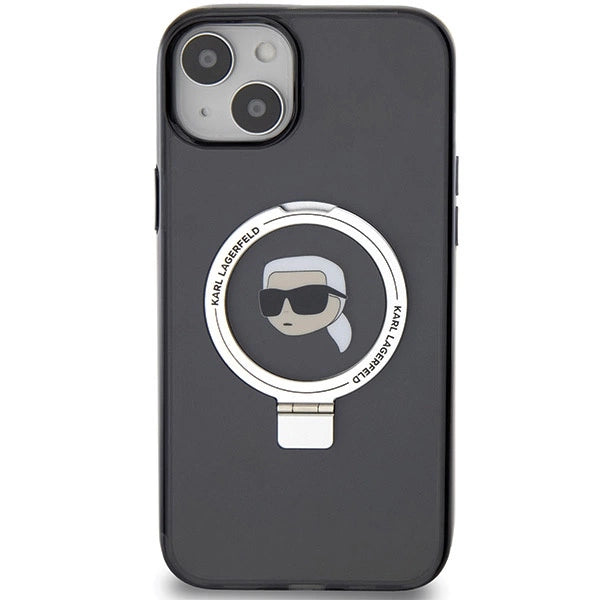 Karl Lagerfeld KLHMP15SHMRSKHK iPhone 15 6.1" black/black hardcase Ring Stand Karl Head MagSafe