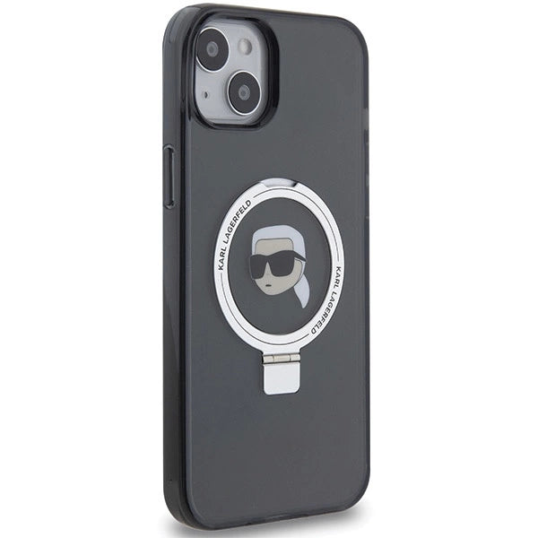 Karl Lagerfeld KLHMP15SHMRSKHK iPhone 15 6.1" black/black hardcase Ring Stand Karl Head MagSafe