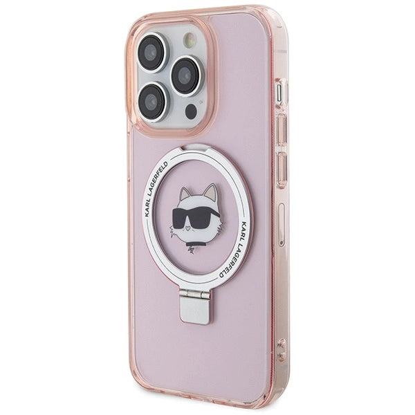 Karl Lagerfeld KLHMP15XHMRSCHP iPhone 15 Pro Max 6.7" pink/pink hardcase Ring Stand Choupette Head MagSafe