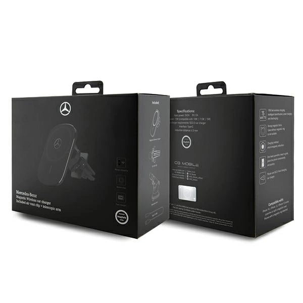 Mercedes MEWCCGSLK 15W induktionsholder til luftventil/glas sort/sort Silver Stars MagSafe