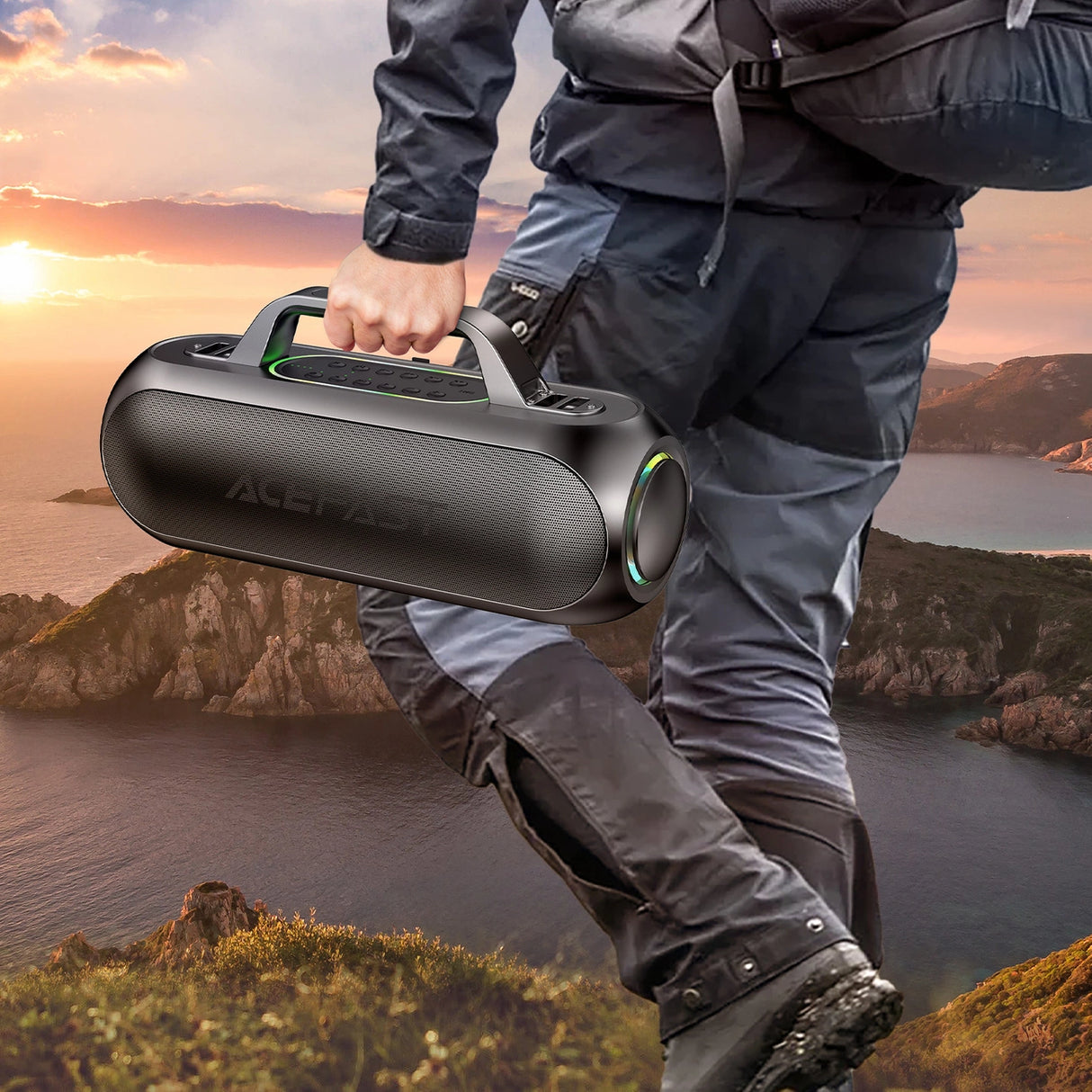 Acefast K1 trådløs karaokehøjttaler med 2 mikrofoner - sort