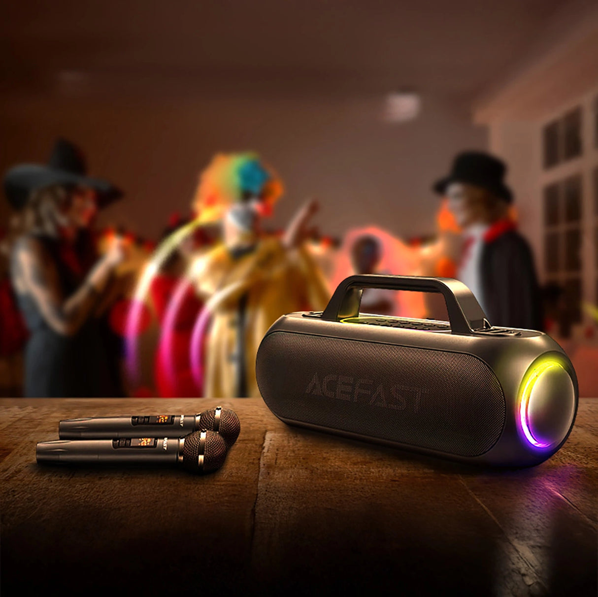 Acefast K1 trådløs karaokehøjttaler med 2 mikrofoner - sort