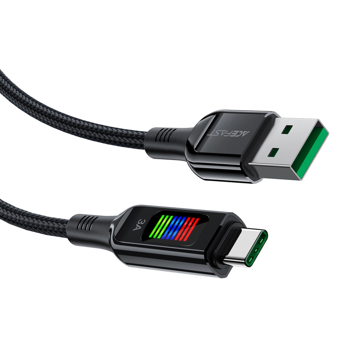 Acefast C7-04 USB-A USB-C 60W 1,2m kabel med skærm - sort