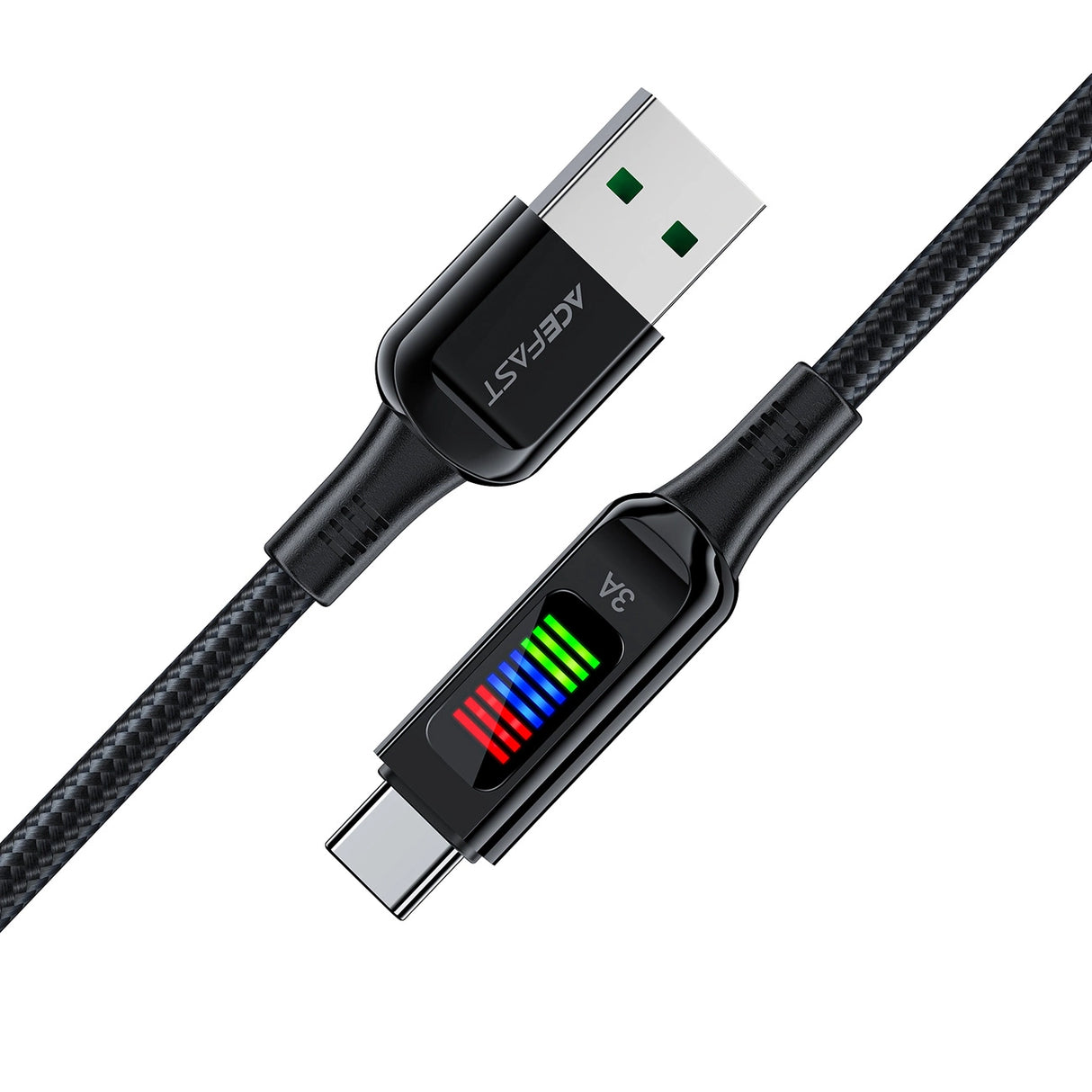 Acefast C7-04 USB-A USB-C 60W 1,2m kabel med skærm - sort