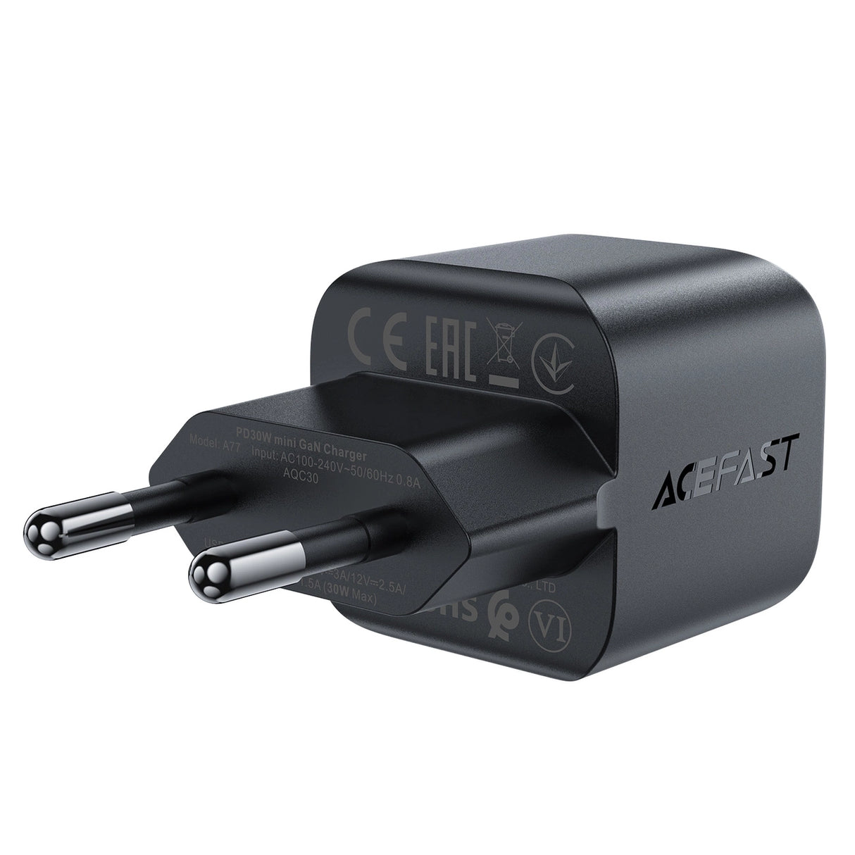 Acefast A77 Mini PD 30W GaN USB-C vægoplader - sort