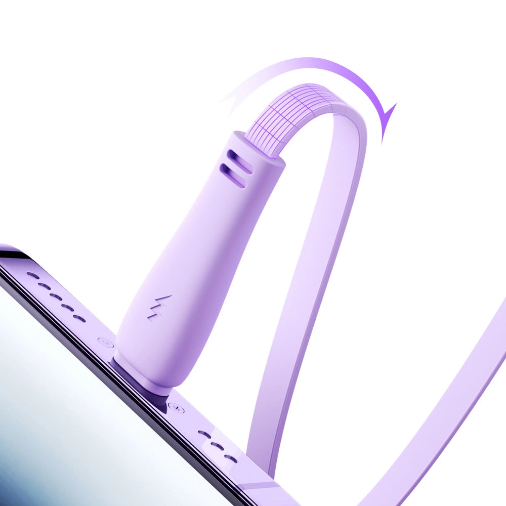 Joyroom Colorful Series S-A40 Kabel Retractable 3in1 USB-A - USB-C / Lightning / Micro USB 1m - Purple