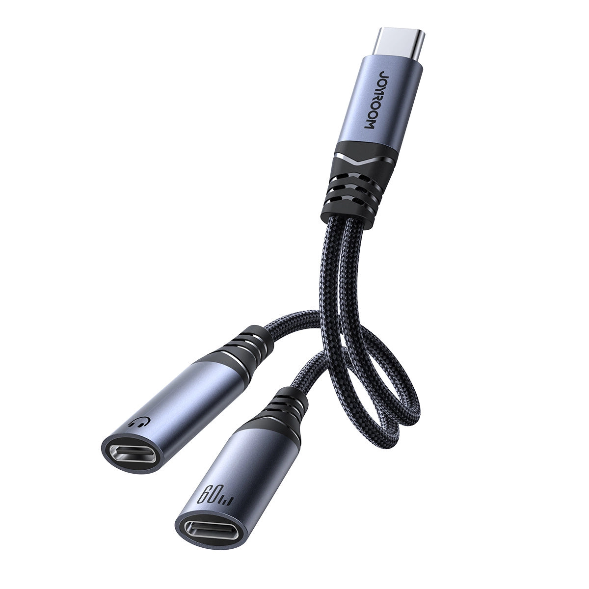 Joyroom SY-C03 USB-C til 2x USB-C 2in1 DAC-adapter - sort