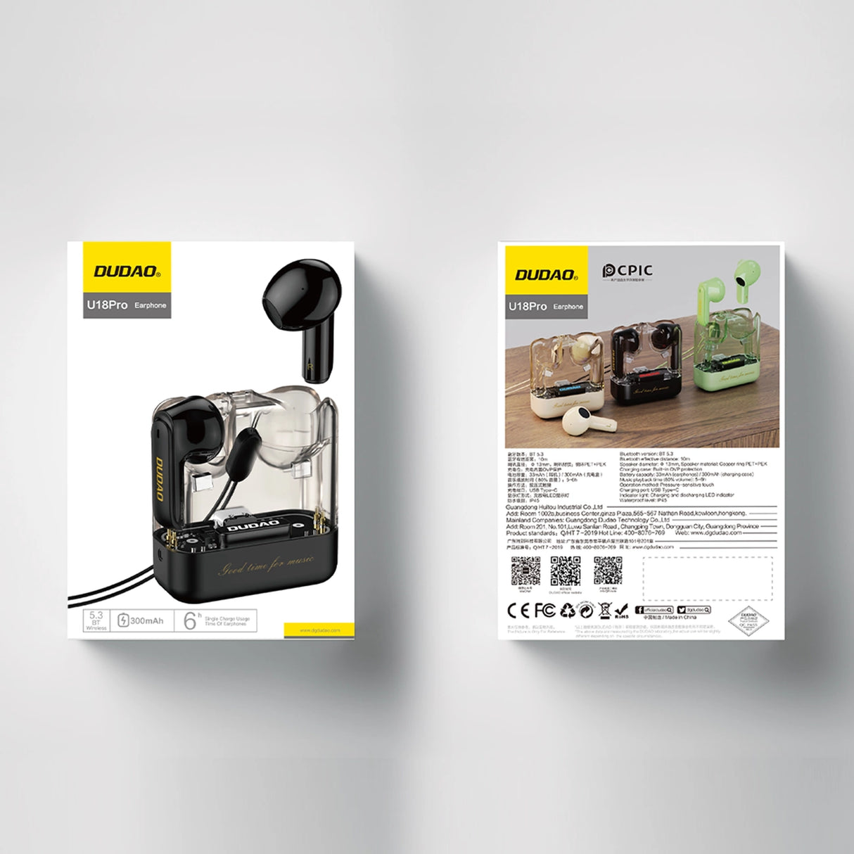 Dudao U18Pro Bluetooth 5.3 TWS trådløse hovedtelefoner - sort