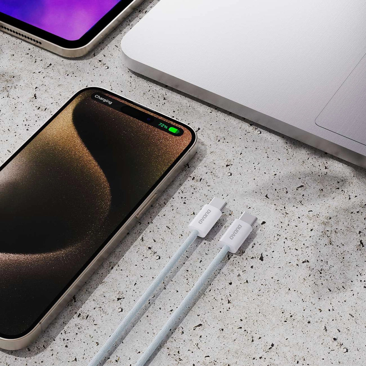 Dudao L6C USB-C - USB-C PD-kabel 30W 1m - lysblå