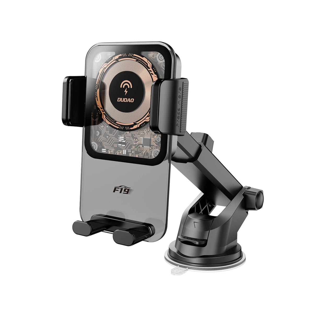 Dudao F19 klemme bilholder med 15W induktiv oplader - sort