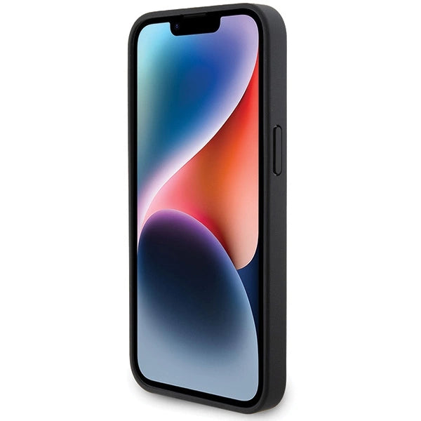 BMW læder Diamond mønster sag til iPhone 15 Pro - sort