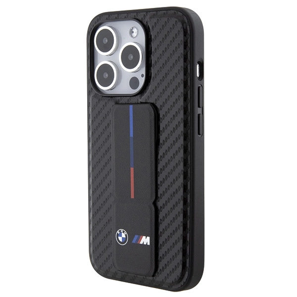 BMW Grip Stand Smooth & Carbon Case til iPhone 15 Pro - sort