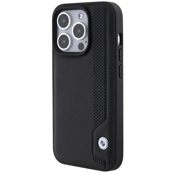 BMW læder Blue Dots iPhone 15 Pro Max Case - sort