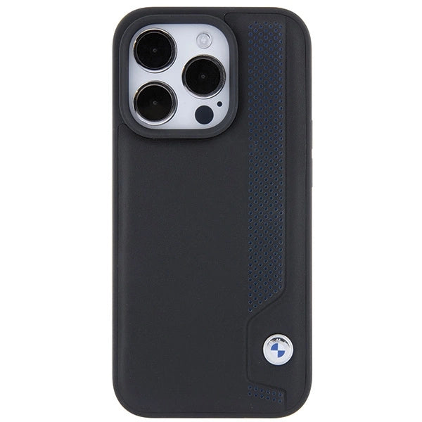 BMW læder Blue Dots iPhone 15 Pro Max Case - sort
