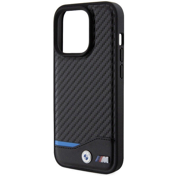 BMW læder Carbon MagSafe iPhone 15 Pro Case - sort