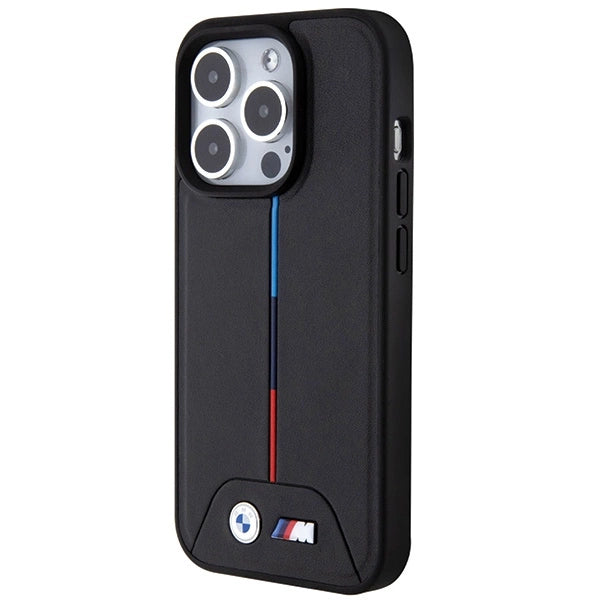 BMW Quilted Tricolor MagSafe-hylster til iPhone 15 Pro - sort