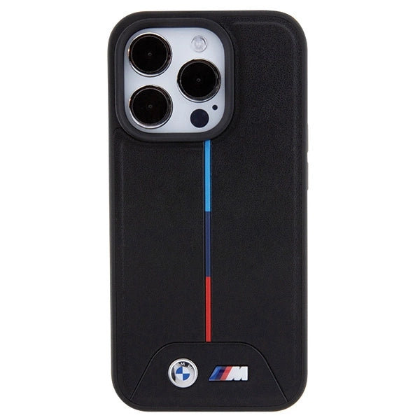 BMW Quilted Tricolor MagSafe-hylster til iPhone 15 Pro - sort