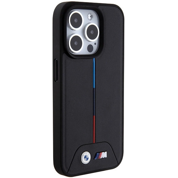 BMW Quilted Tricolor MagSafe-hylster til iPhone 15 Pro - sort