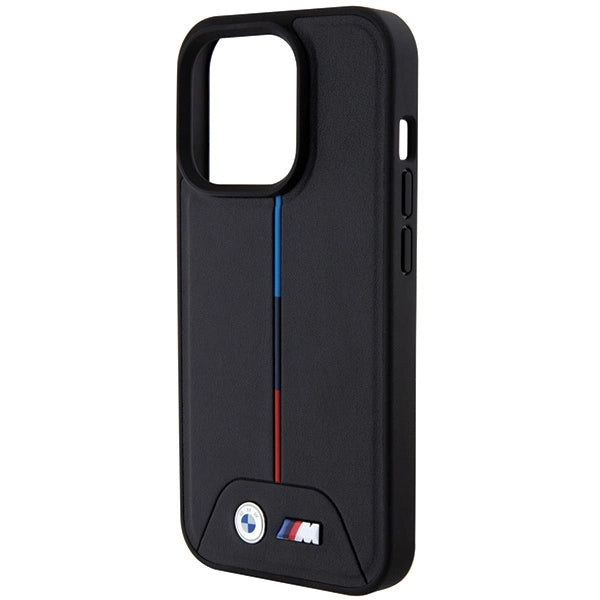 BMW Quilted Tricolor MagSafe-hylster til iPhone 15 Pro - sort