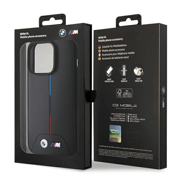 BMW Quilted Tricolor MagSafe-hylster til iPhone 15 Pro - sort