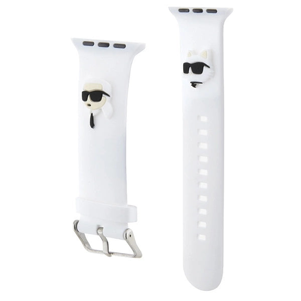 Karl Lagerfeld 3D Rubber Karl&Choupette Heads strap for Apple Watch 42/44/45/49mm - white