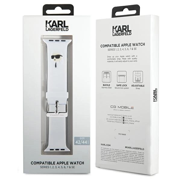 Karl Lagerfeld 3D Rubber Karl Head strap for Apple Watch 42/44/45/49mm - white
