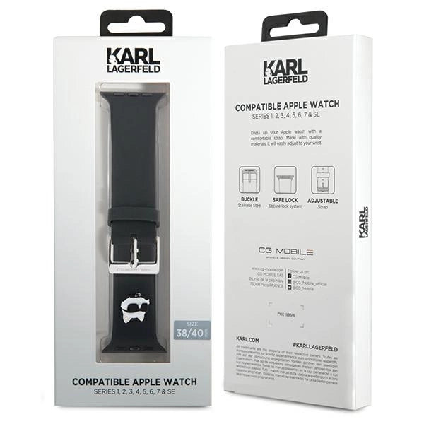 Karl Lagerfeld 3D Rubber Choupette Heads Strap for Apple Watch 38/40/41mm - Black